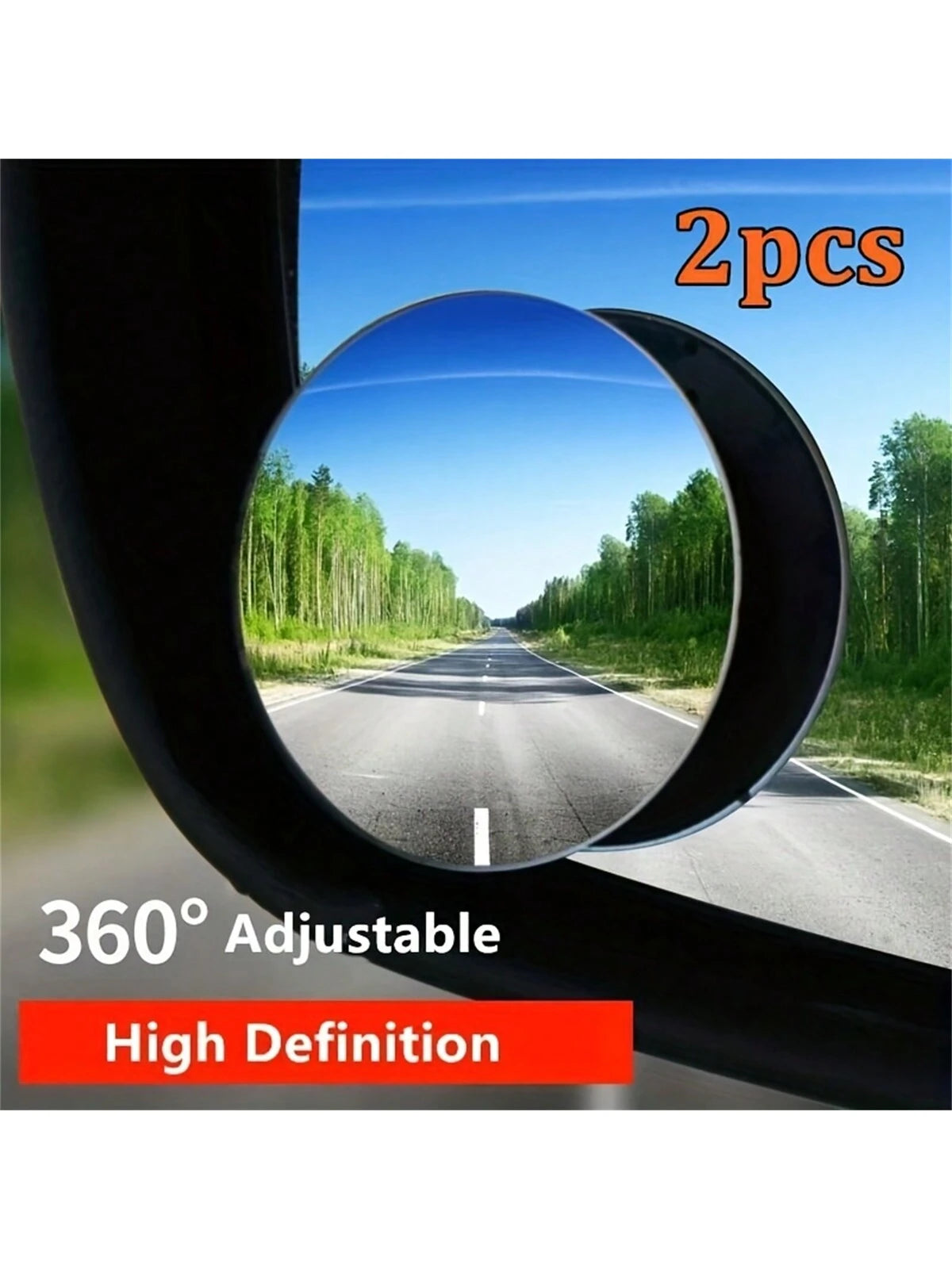 2Pcs Adjustable Car Blind Spot Glass Mirror 360 Degree Side Wide Angle Rearview Mirror Small Rimless round Mirror Safe Driving