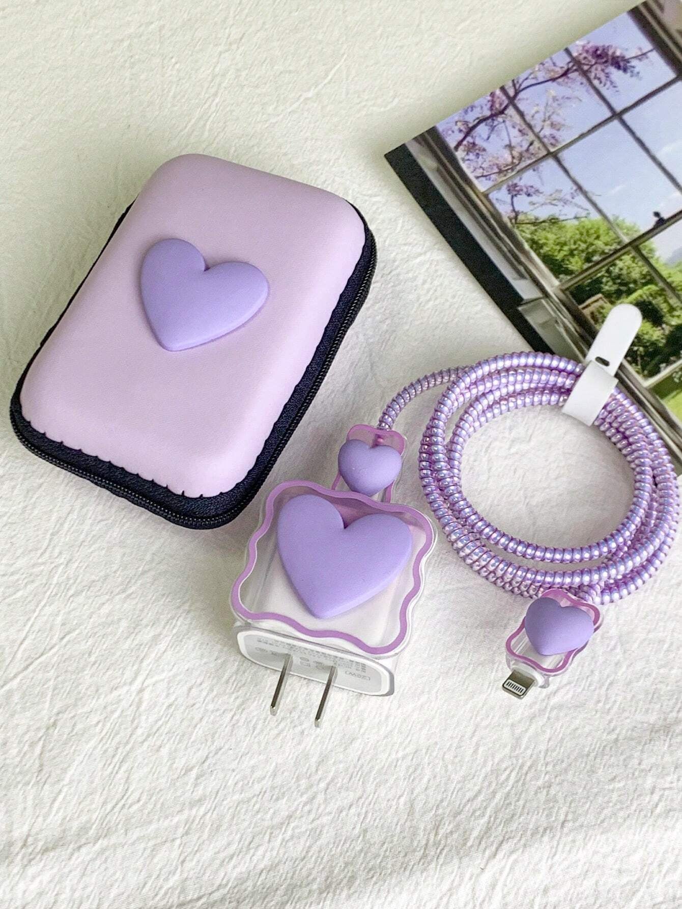 6Pcs Apple Charger Protective Set (Data Cable, Wired Earphones, Wireless Earphones) + EVA Storage Bag Cable Organizer