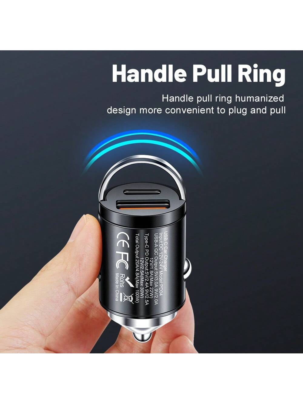 100W PD Car Charger USB Type C Fast Charging Car Phone Charger Adapter Compatible with Iphone16 15 14 Ipad Quick Charger Car Accessories
