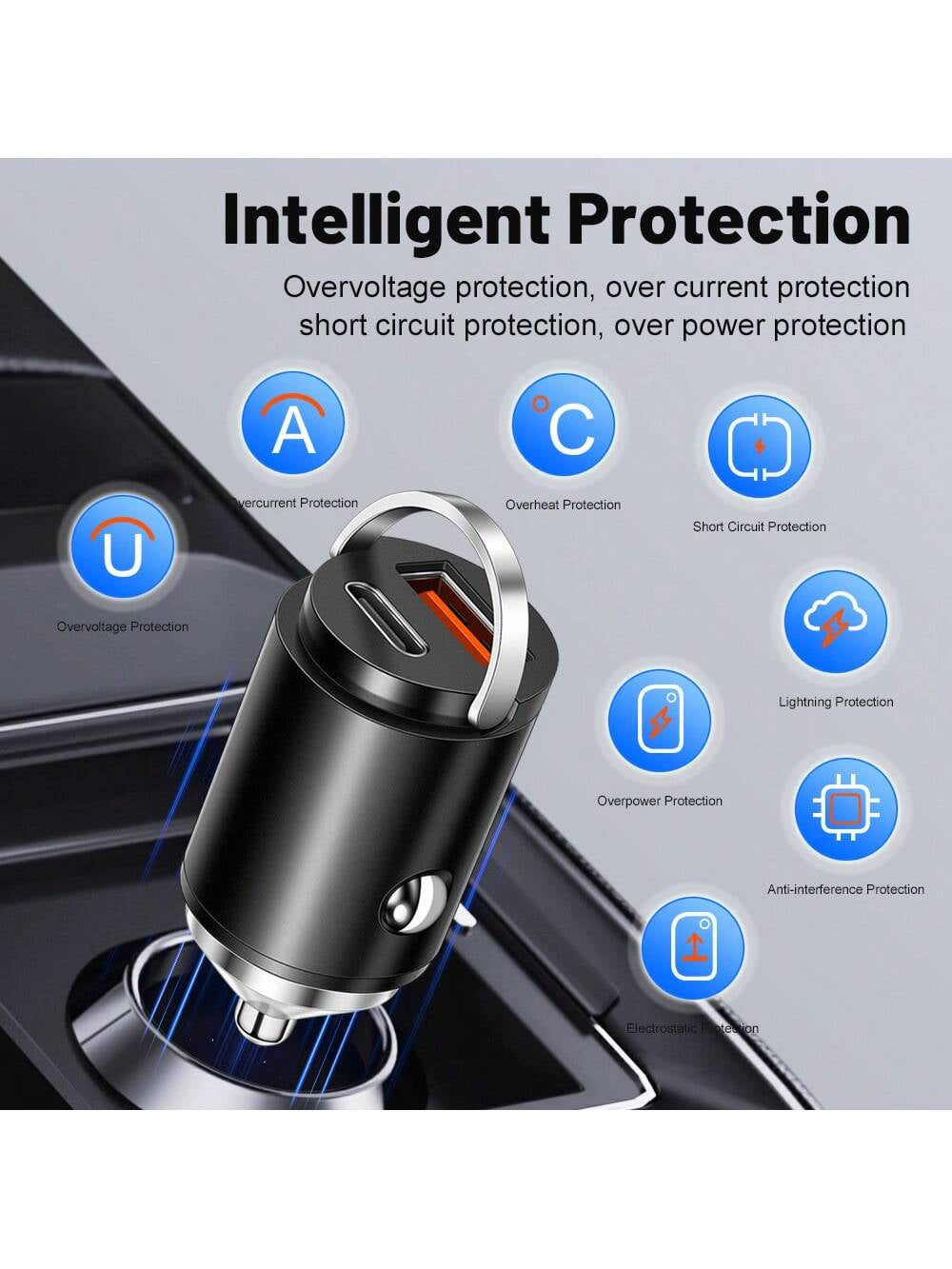 100W PD Car Charger USB Type C Fast Charging Car Phone Charger Adapter Compatible with Iphone16 15 14 Ipad Quick Charger Car Accessories