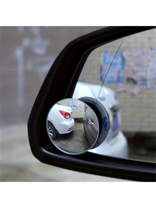 2Pcs Adjustable Car Blind Spot Glass Mirror 360 Degree Side Wide Angle Rearview Mirror Small Rimless round Mirror Safe Driving
