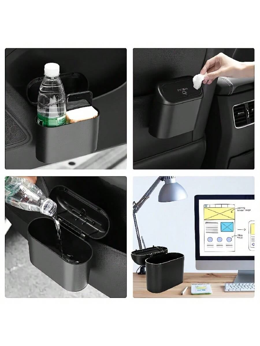 3 Pieces/Set -1 Garbage Bin+2 Roll Garbage Bags, Car Side Door Hanging Storage Box, Leak Proof Car Garbage Bin, Multifunctional Storage Box, Suitable for Cars, Homes, Offices (Black)