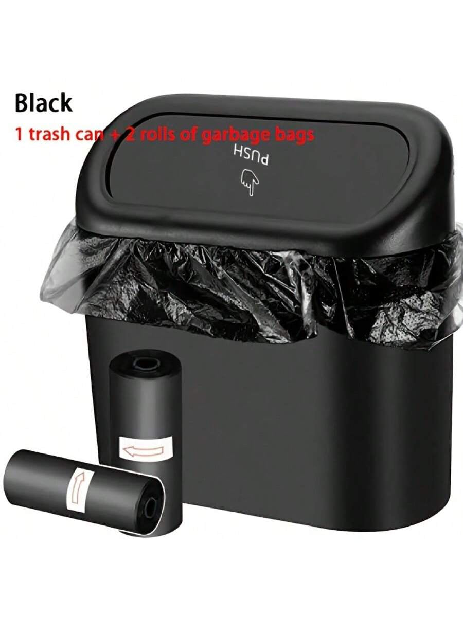 3 Pieces/Set -1 Garbage Bin+2 Roll Garbage Bags, Car Side Door Hanging Storage Box, Leak Proof Car Garbage Bin, Multifunctional Storage Box, Suitable for Cars, Homes, Offices (Black)