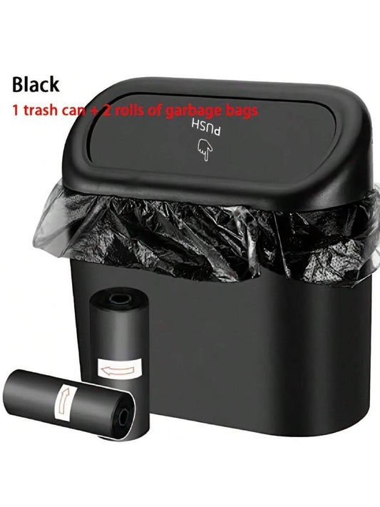3 Pieces/Set -1 Garbage Bin+2 Roll Garbage Bags, Car Side Door Hanging Storage Box, Leak Proof Car Garbage Bin, Multifunctional Storage Box, Suitable for Cars, Homes, Offices (Black)
