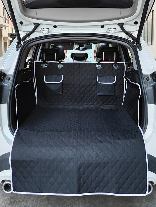 1Pc Black Car Trunk Mat with Raised Edges for Anti-Slippery and Waterproof Protection against Pet Hair, Spills and Cargo
