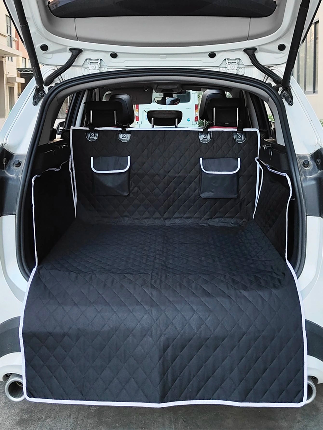 1Pc Black Car Trunk Mat with Raised Edges for Anti-Slippery and Waterproof Protection against Pet Hair, Spills and Cargo