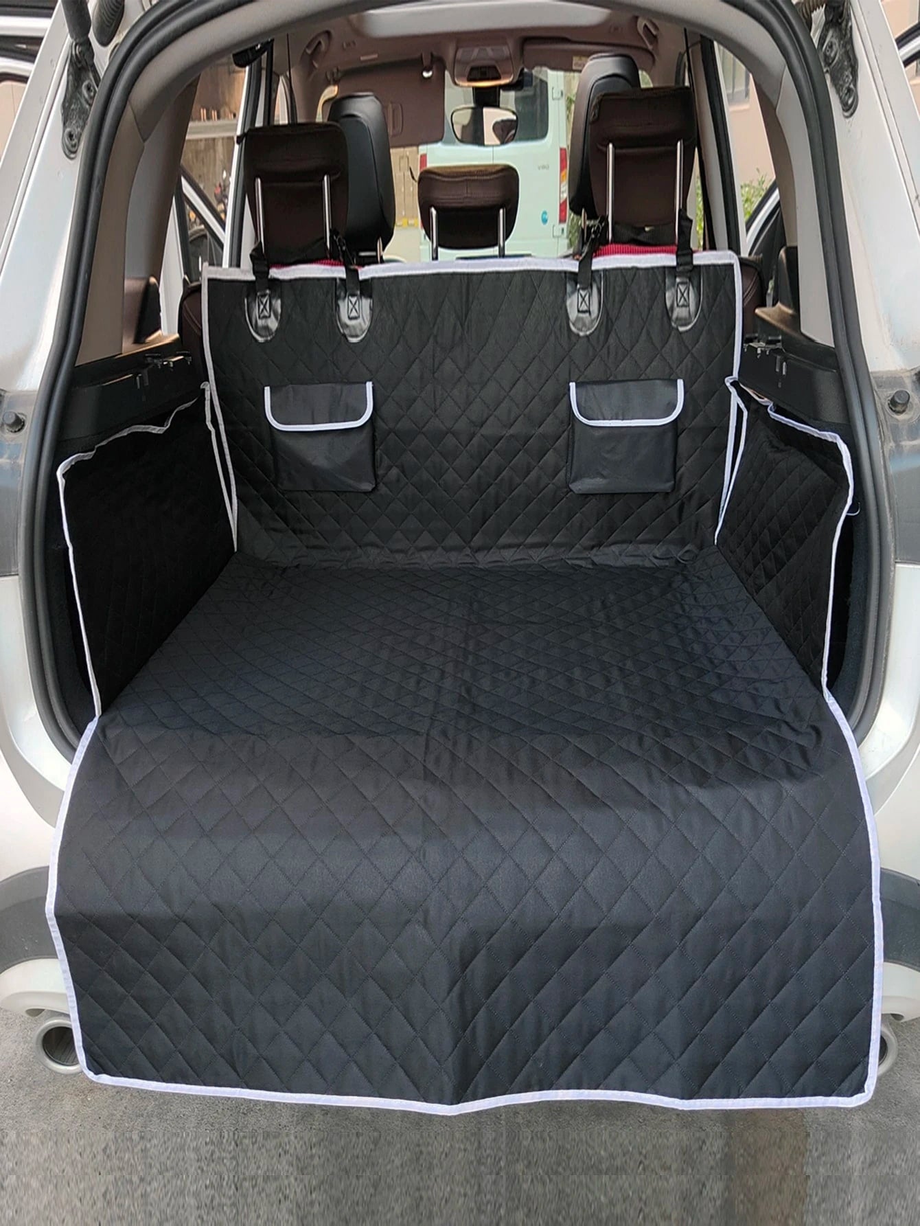 1Pc Black Car Trunk Mat with Raised Edges for Anti-Slippery and Waterproof Protection against Pet Hair, Spills and Cargo