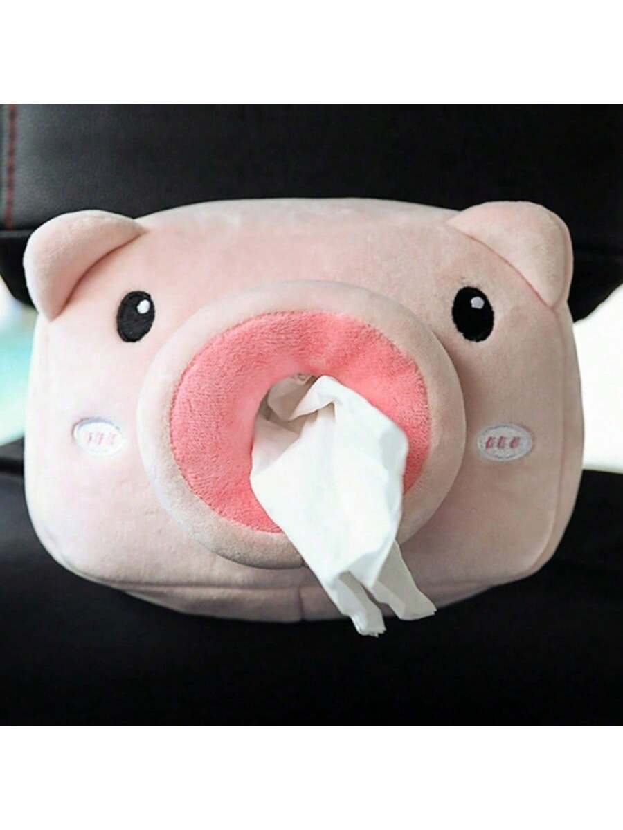 2024 Car Cute Cartoon Plush Tissue Box Holder Animals Napkin Paper Portable Drawer Box Car Styling Multi-Function Car Supplies