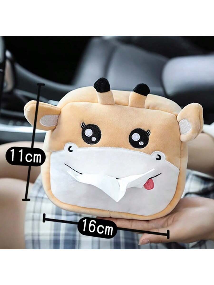 2024 Car Cute Cartoon Plush Tissue Box Holder Animals Napkin Paper Portable Drawer Box Car Styling Multi-Function Car Supplies