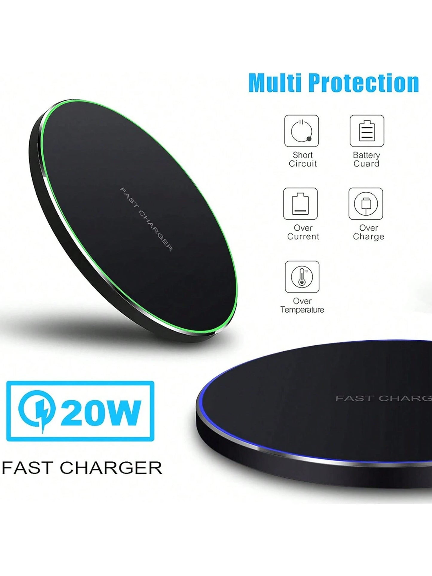 Fast Wireless Charger,20W Max Wireless Charging Pad Compatible with Iphone 16/16 Pro/15/14/13/12/Se/11/Xs Max/Xr; Phone Wireless Charge Mat Compatible with Galaxy S25/S24/S23/S22/Note Series