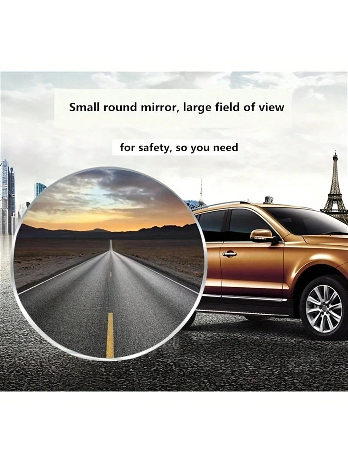 2Pcs Adjustable Car Blind Spot Glass Mirror 360 Degree Side Wide Angle Rearview Mirror Small Rimless round Mirror Safe Driving