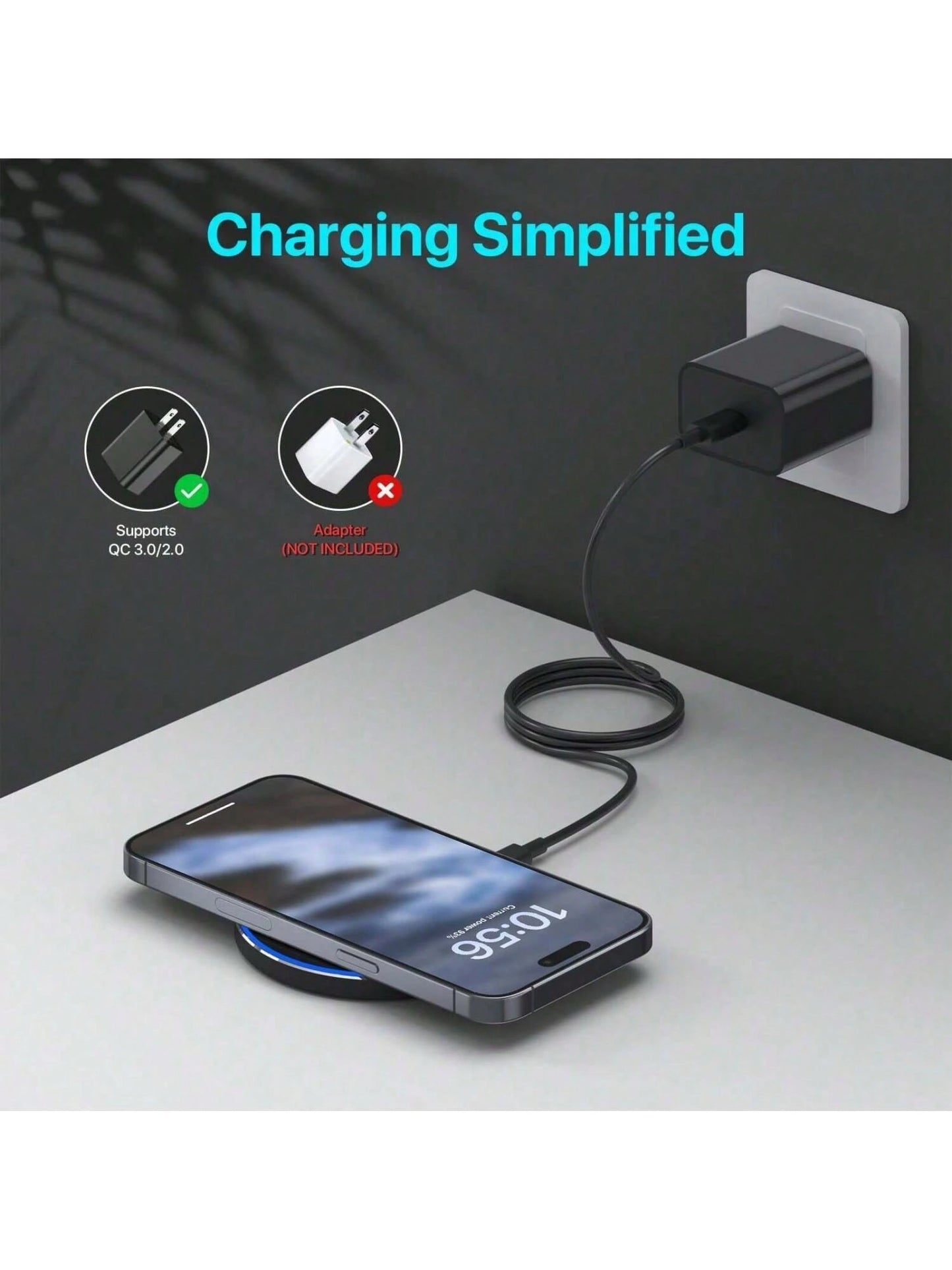 Fast Wireless Charger,20W Max Wireless Charging Pad Compatible with Iphone 16/16 Pro/15/14/13/12/Se/11/Xs Max/Xr; Phone Wireless Charge Mat Compatible with Galaxy S25/S24/S23/S22/Note Series