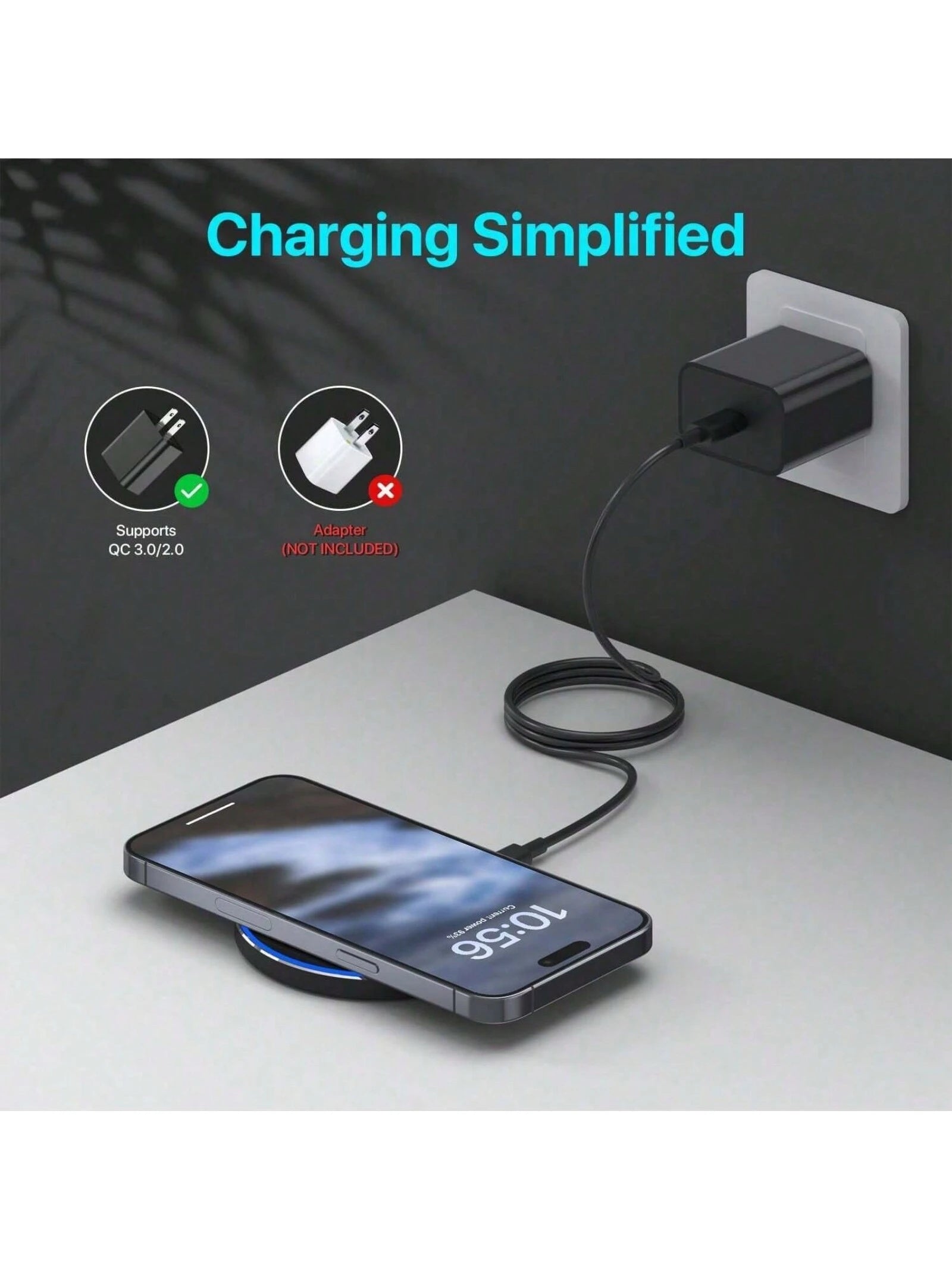 Fast Wireless Charger,20W Max Wireless Charging Pad Compatible with Iphone 16/16 Pro/15/14/13/12/Se/11/Xs Max/Xr; Phone Wireless Charge Mat Compatible with Galaxy S25/S24/S23/S22/Note Series