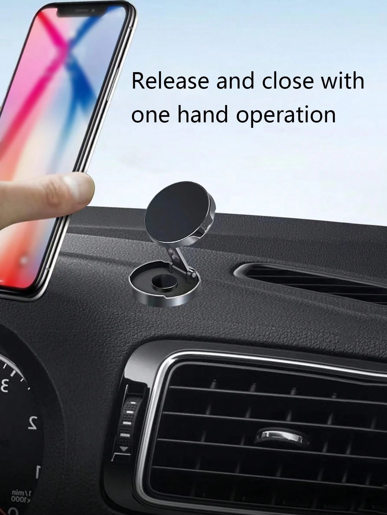 1Pc Car Phone Holder for Navigation with 360-Degree Rotatable Magnetic Suction and Foldable Design Compatible with Iphone, Android Phone, Gift for Birthday, Family, Friends Car Accessories