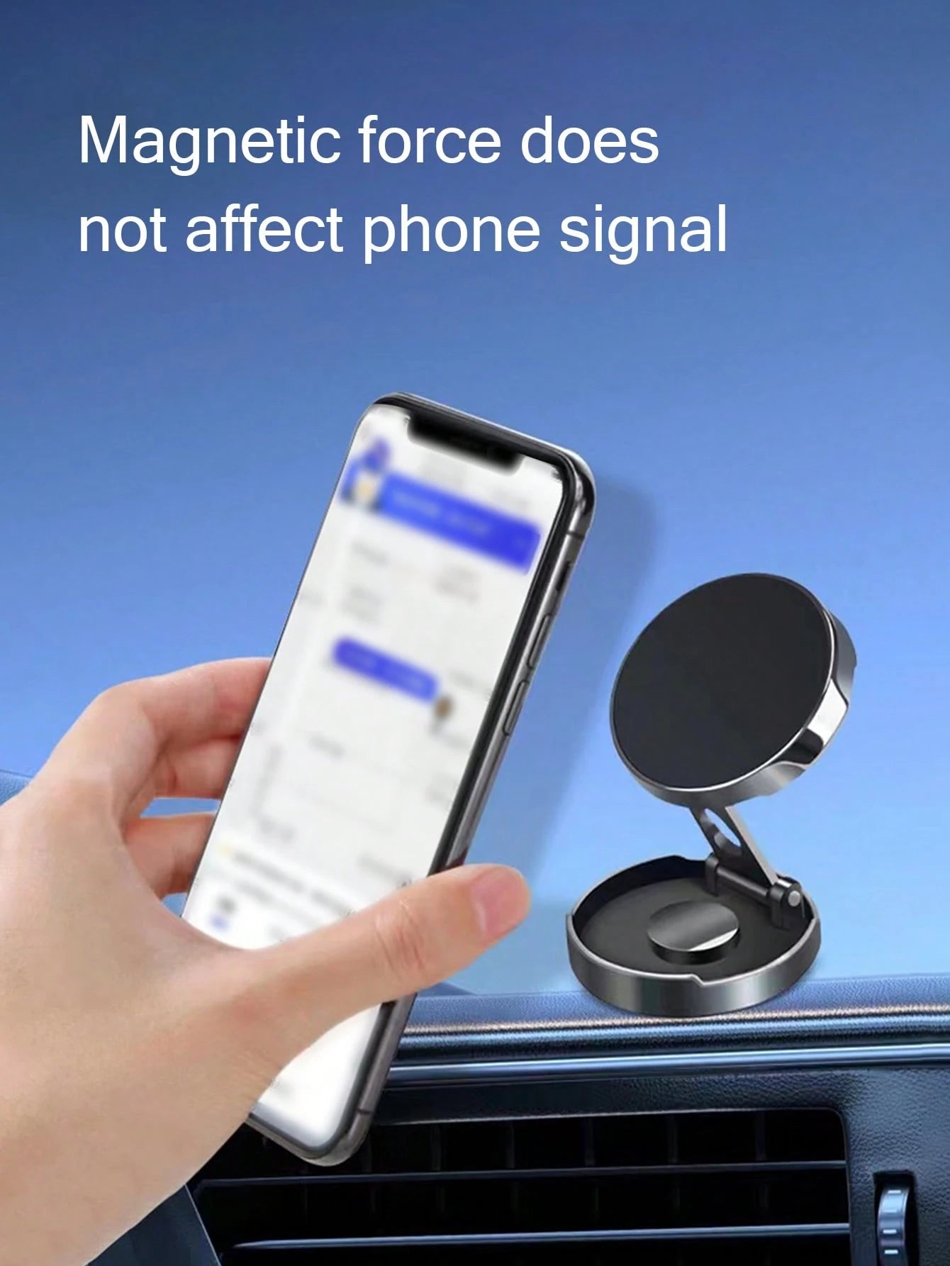 1Pc Car Phone Holder for Navigation with 360-Degree Rotatable Magnetic Suction and Foldable Design Compatible with Iphone, Android Phone, Gift for Birthday, Family, Friends Car Accessories