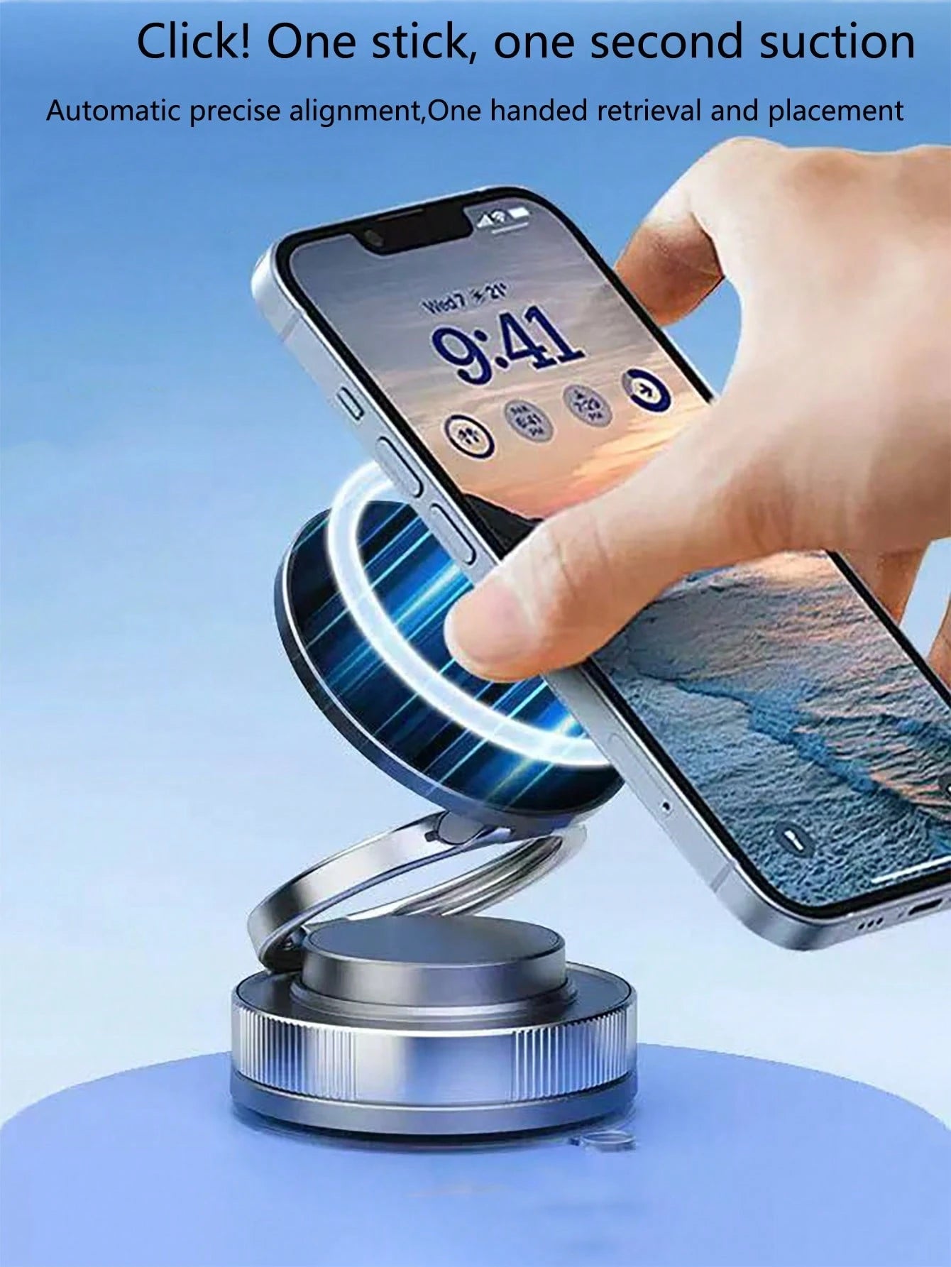 1Pc 360 Degree Rotating Magnetic Car Phone Holder, Magnetic Suction Cup Car Phone Mount Holder for Motorcycle Navigation, Strong Suction Cup Compatible with Iphone, Android Phone, Gift for Birthday, Family, Friends Car Accessories
