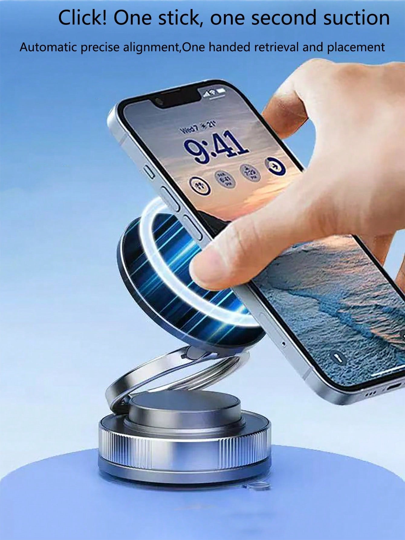 1Pc 360 Degree Rotating Magnetic Car Phone Holder, Magnetic Suction Cup Car Phone Mount Holder for Motorcycle Navigation, Strong Suction Cup Compatible with Iphone, Android Phone, Gift for Birthday, Family, Friends Car Accessories