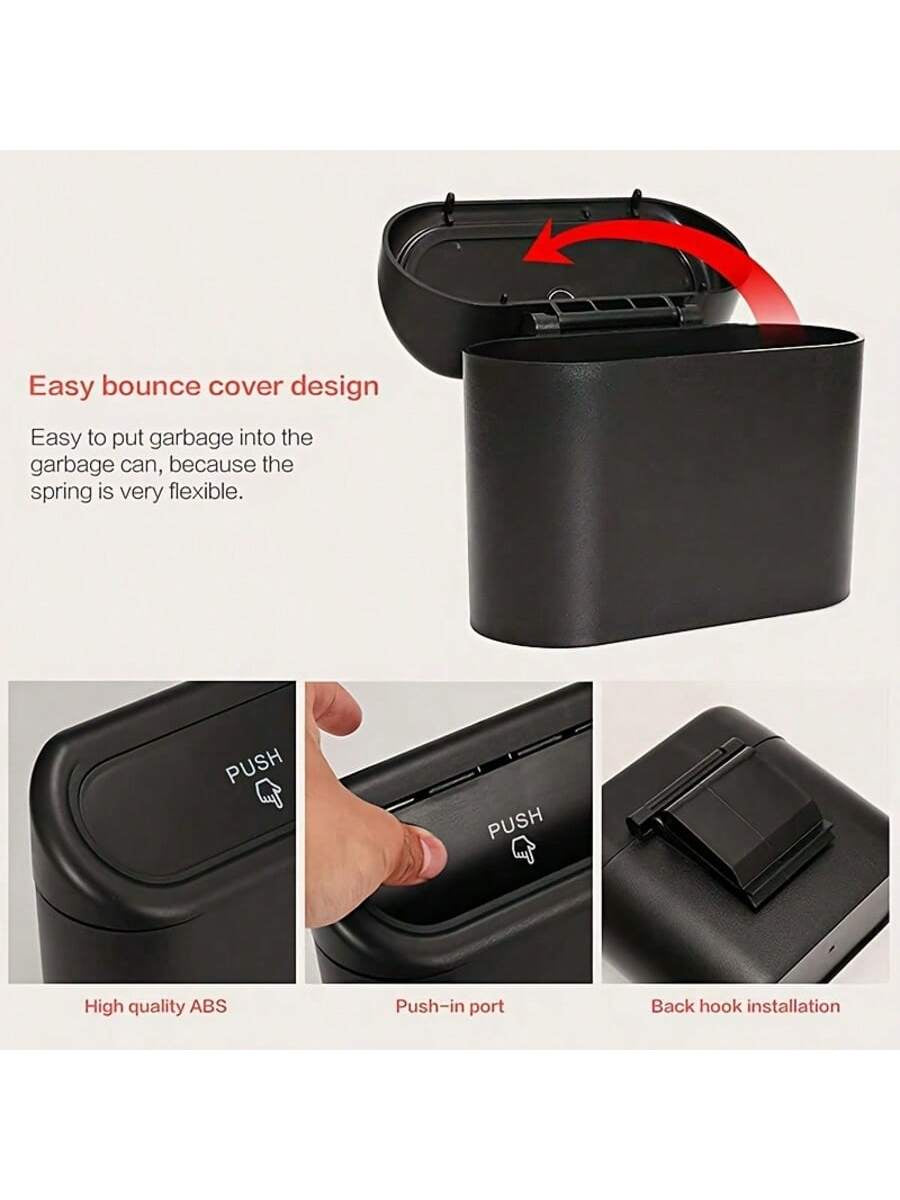 3 Pieces/Set -1 Garbage Bin+2 Roll Garbage Bags, Car Side Door Hanging Storage Box, Leak Proof Car Garbage Bin, Multifunctional Storage Box, Suitable for Cars, Homes, Offices (Black)