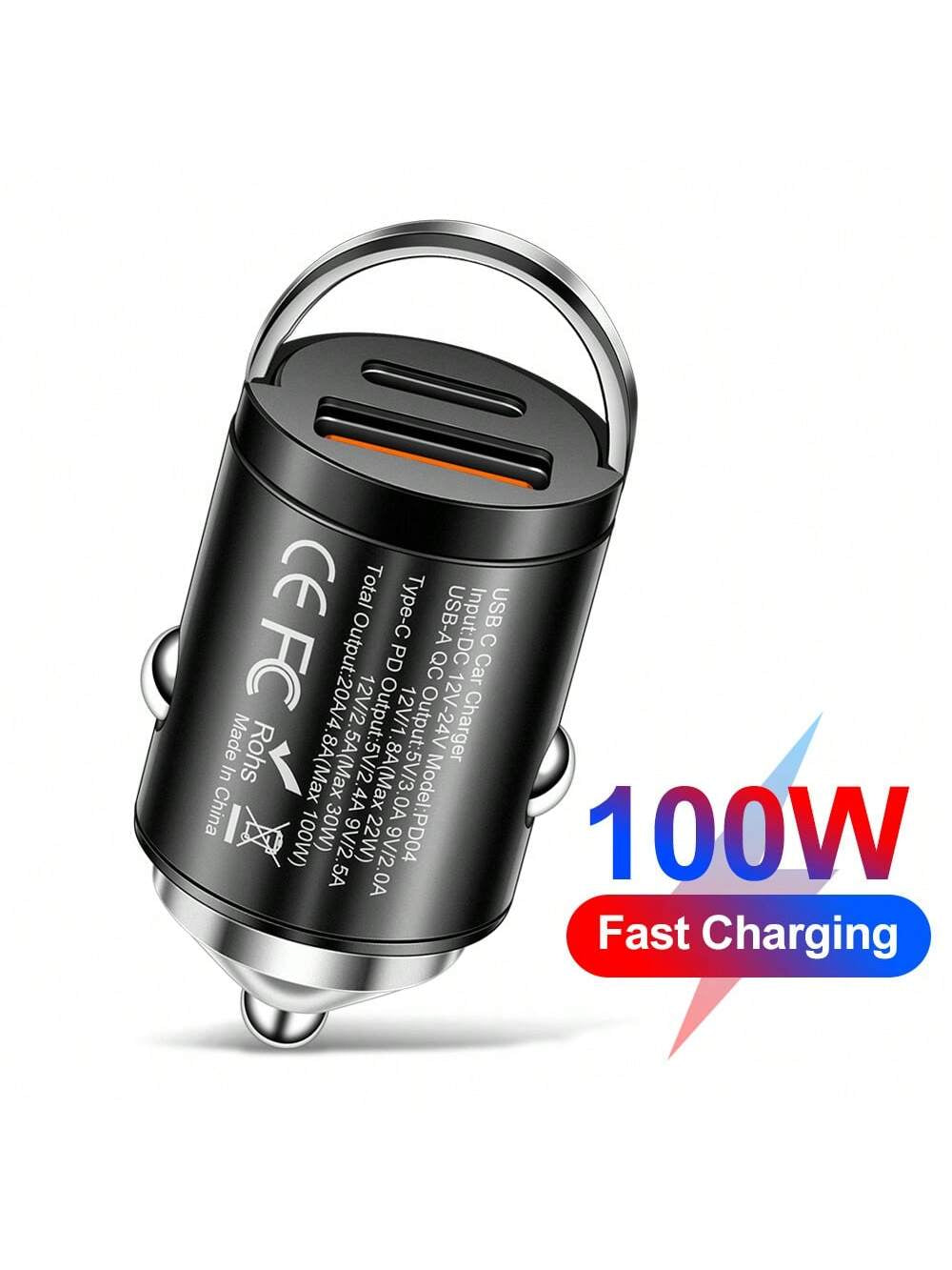 100W PD Car Charger USB Type C Fast Charging Car Phone Charger Adapter Compatible with Iphone16 15 14 Ipad Quick Charger Car Accessories