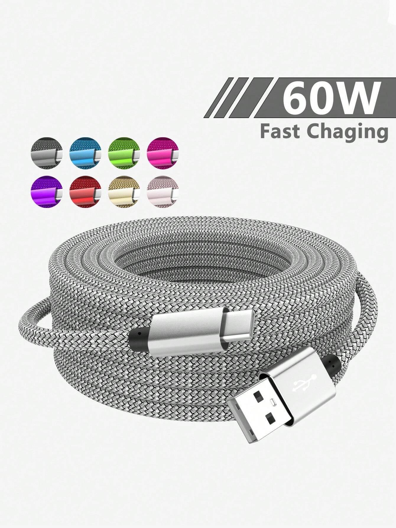60W USB-A to USB-C Fast Charger Cable,Type-C Nylon Braided Data Cable,Fast Charging for Mobile Phones,Such as Galaxy S24 S23 S22 S21 S10,Note 10 9 A51 G8 G7,Pixel,,One Plus