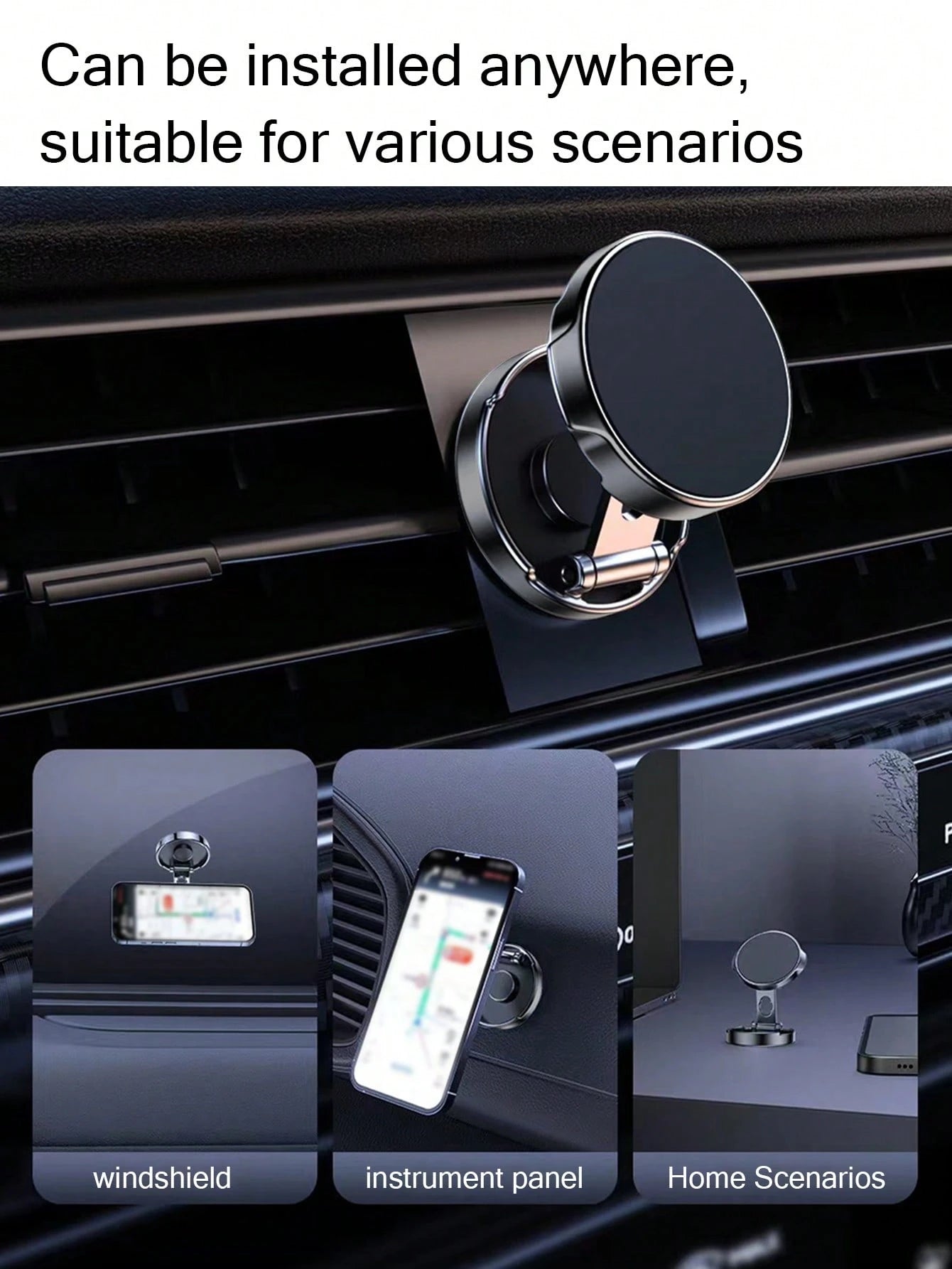 1Pc Car Phone Holder for Navigation with 360-Degree Rotatable Magnetic Suction and Foldable Design Compatible with Iphone, Android Phone, Gift for Birthday, Family, Friends Car Accessories