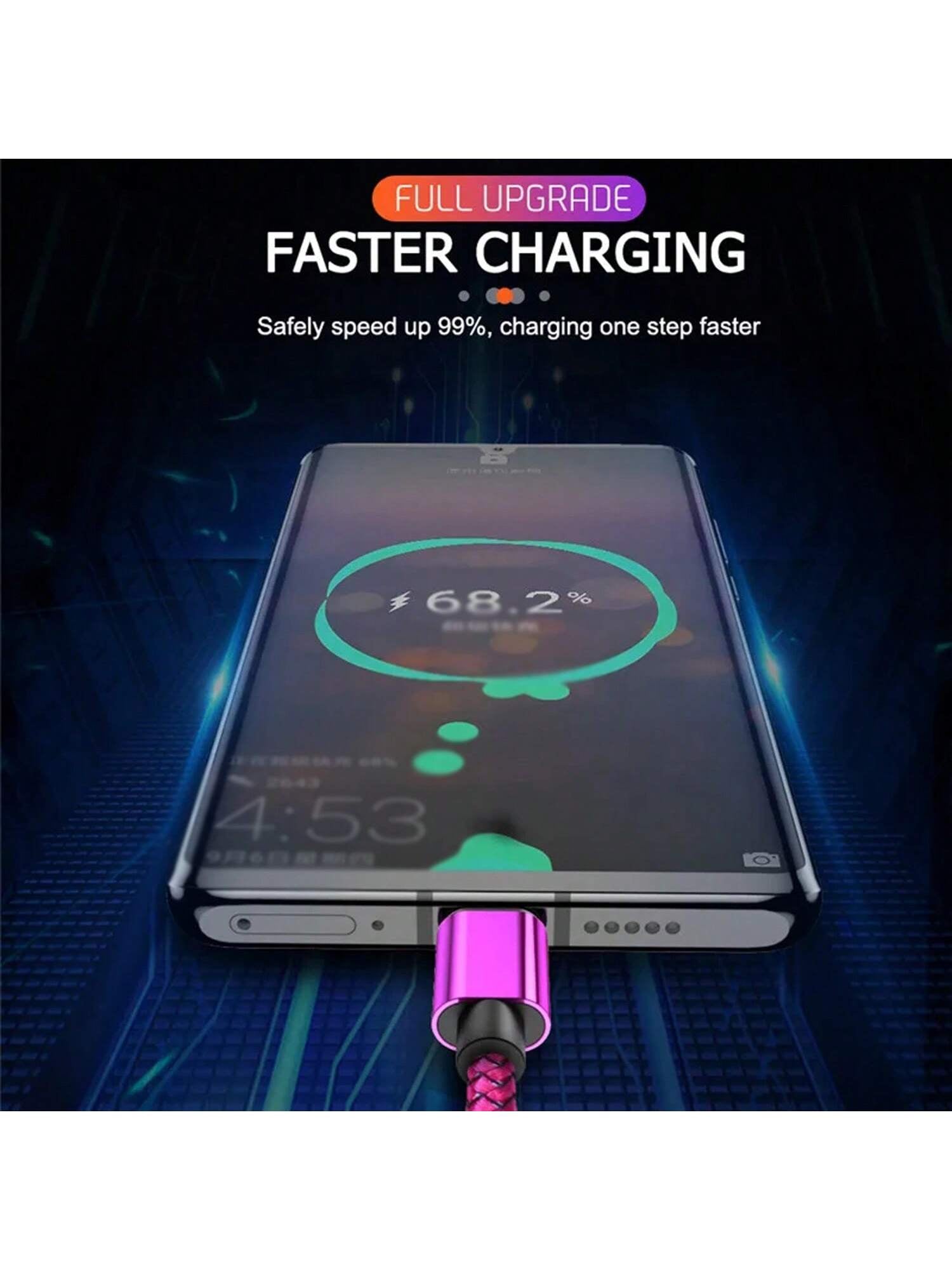 60W USB-A to USB-C Fast Charger Cable,Type-C Nylon Braided Data Cable,Fast Charging for Mobile Phones,Such as Galaxy S24 S23 S22 S21 S10,Note 10 9 A51 G8 G7,Pixel,,One Plus
