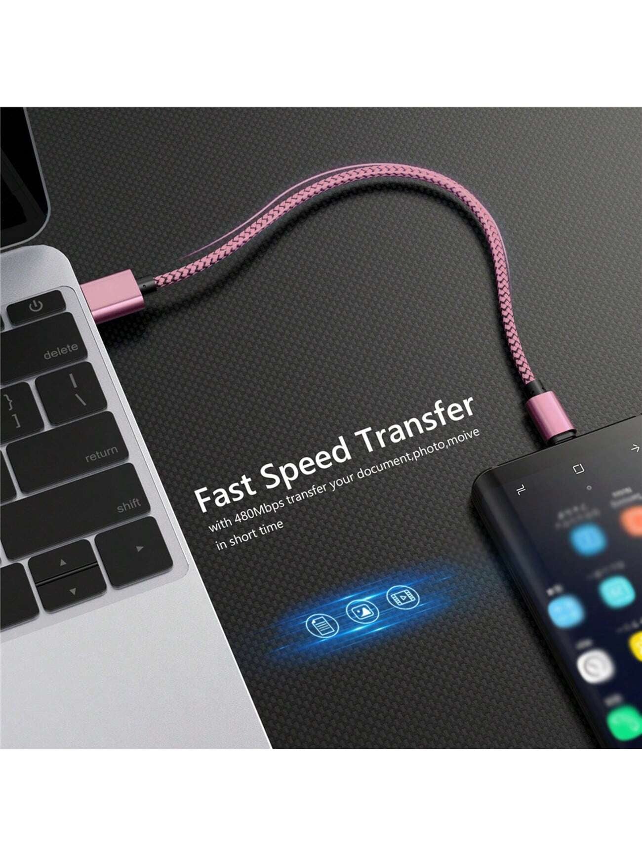 60W USB-A to USB-C Fast Charger Cable,Type-C Nylon Braided Data Cable,Fast Charging for Mobile Phones,Such as Galaxy S24 S23 S22 S21 S10,Note 10 9 A51 G8 G7,Pixel,,One Plus
